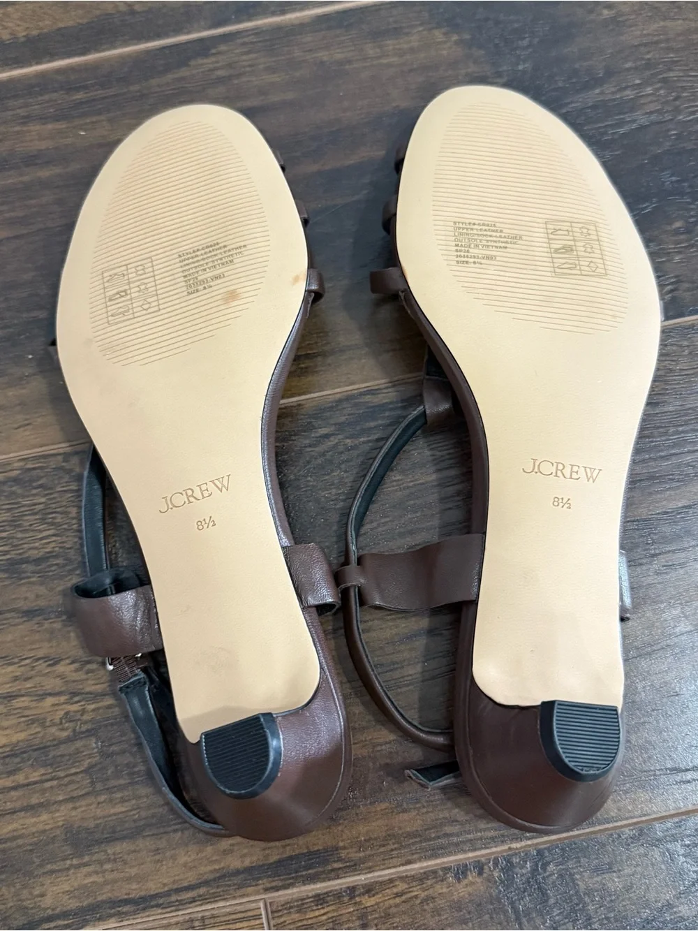 J. CREW Cage-Toe Kitten Heels in Leather Brown Size 8.5 CR925 NWOB